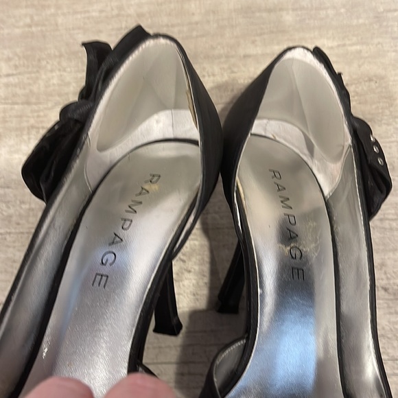 Rampage Black Satin Peep Toe Pumps - Picture 8 of 8